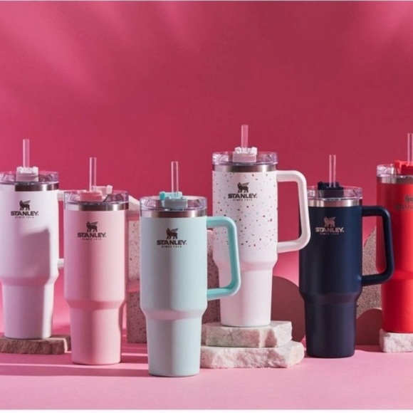 STANLEY 40oz TRAVEL QUENCHER- White Terrazzo Confetti Cup - Picture 4 of 5